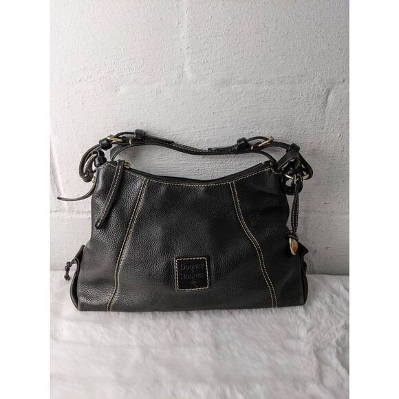 Dooney & Bourke Purse Hobo Black Leather Hobo Bag Soft Supple Heritage Preppy 90 - Picture 1 of 16
